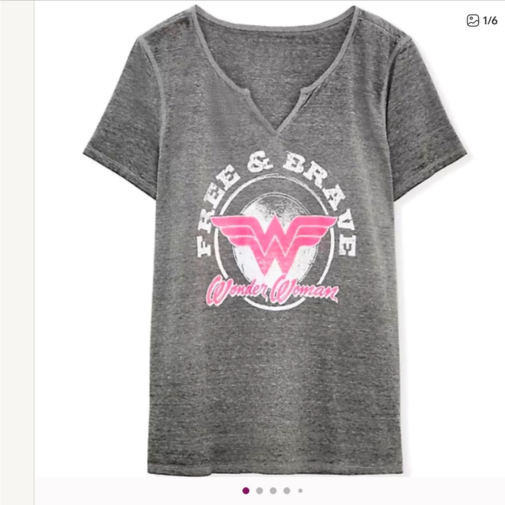 TORRID - WONDER WOMAN FREE & BRAVE GREY TRIBLEND TOP - Size 1X - NWT